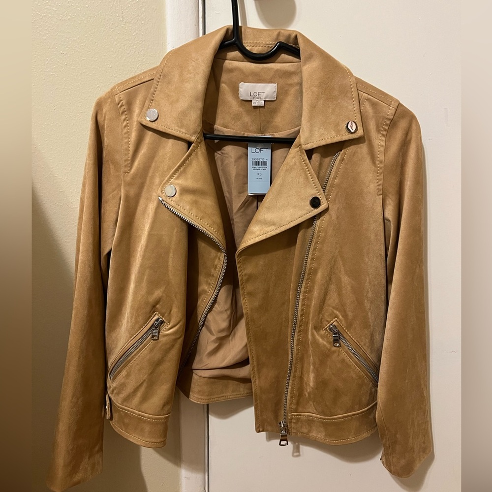 Petite Faux Suede Moto Jacket
